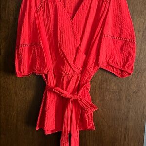 Lane Bryant Red Wrap Blouse